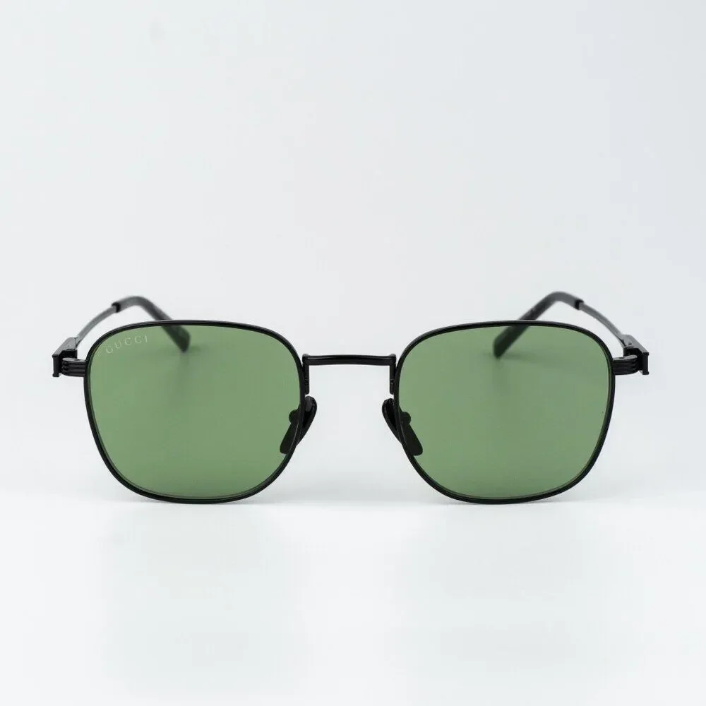 Gucci Men Sunglasses Metal Black Green Square GG1876S 004 NEW AUTHENTIC